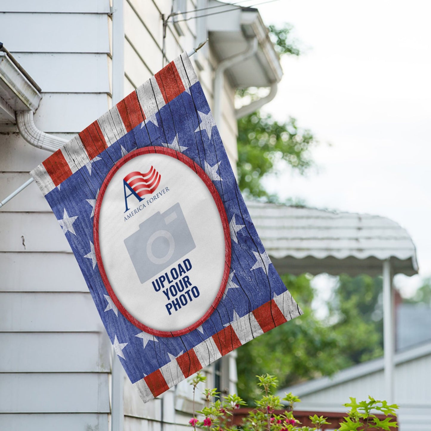 Personalized All American Old Wood House Flag & Garden Flag