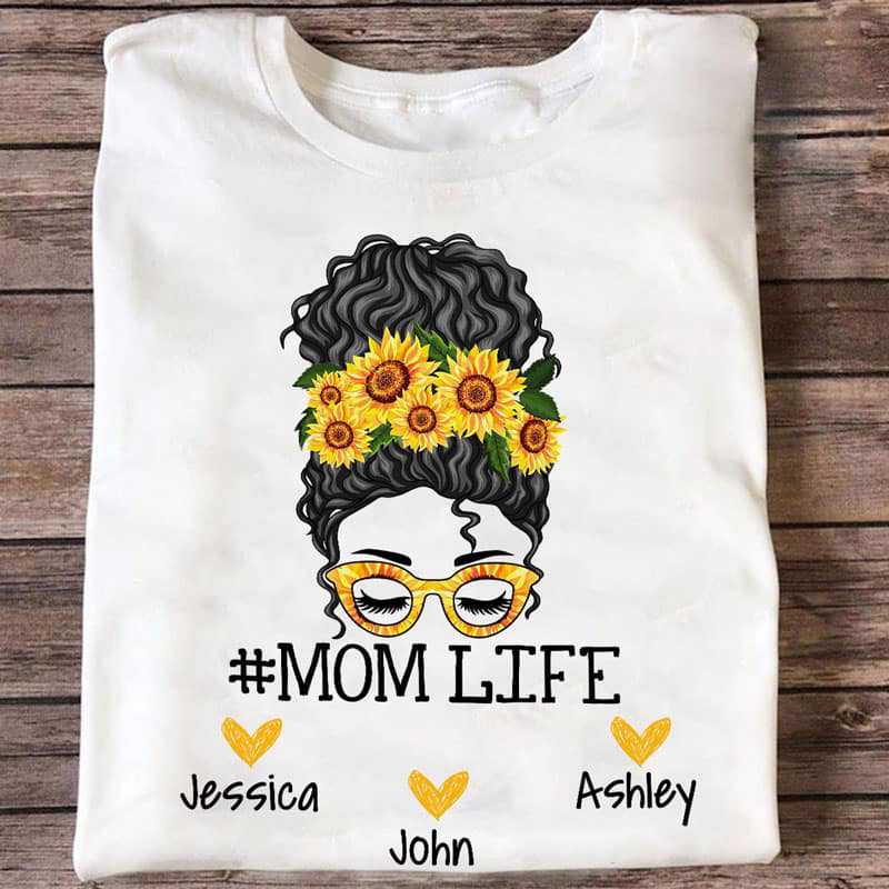 Mom Life Messy Bun Personalized Shirt