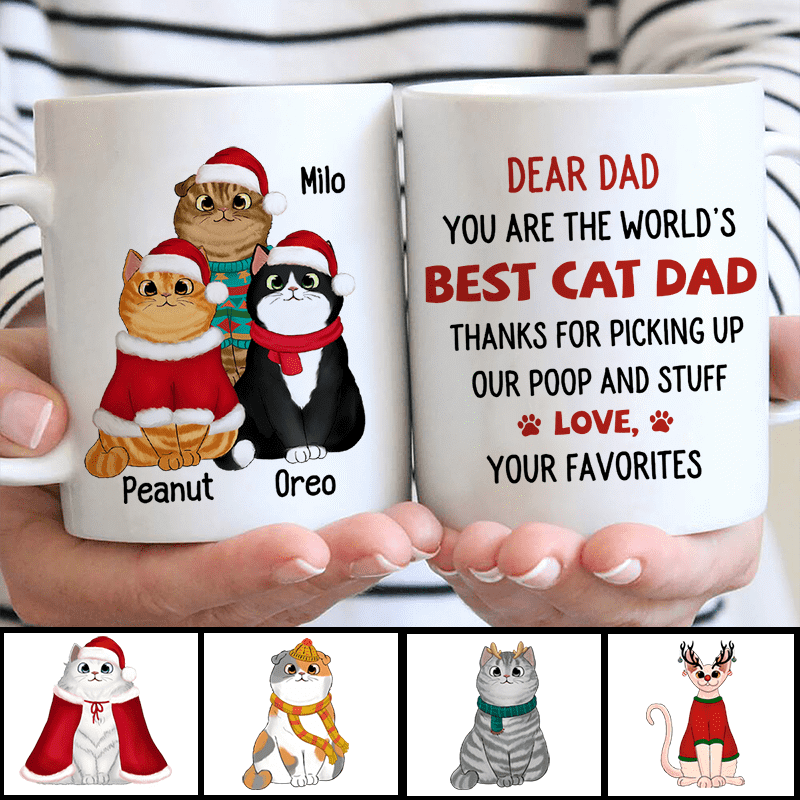 親愛なる猫 お母さん猫 お父さん ふわふわ猫 クリスマス パーソナライズ マグカップ