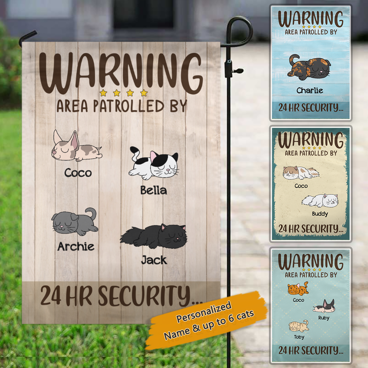 Area Patrolled By Sleeping Cat Personalized Garden Flag