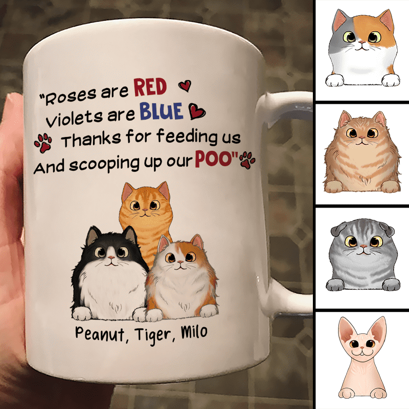 Roses Are Red Fluffy Cats Personalized Mug (Double-sided Printing)