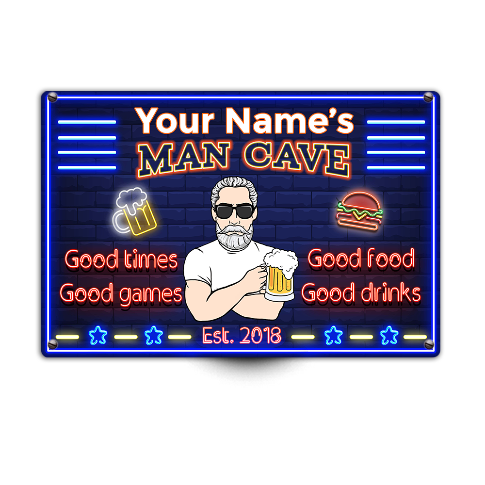 パーソナライズされたMan Cave Good Time Good Gamesメタルサイン