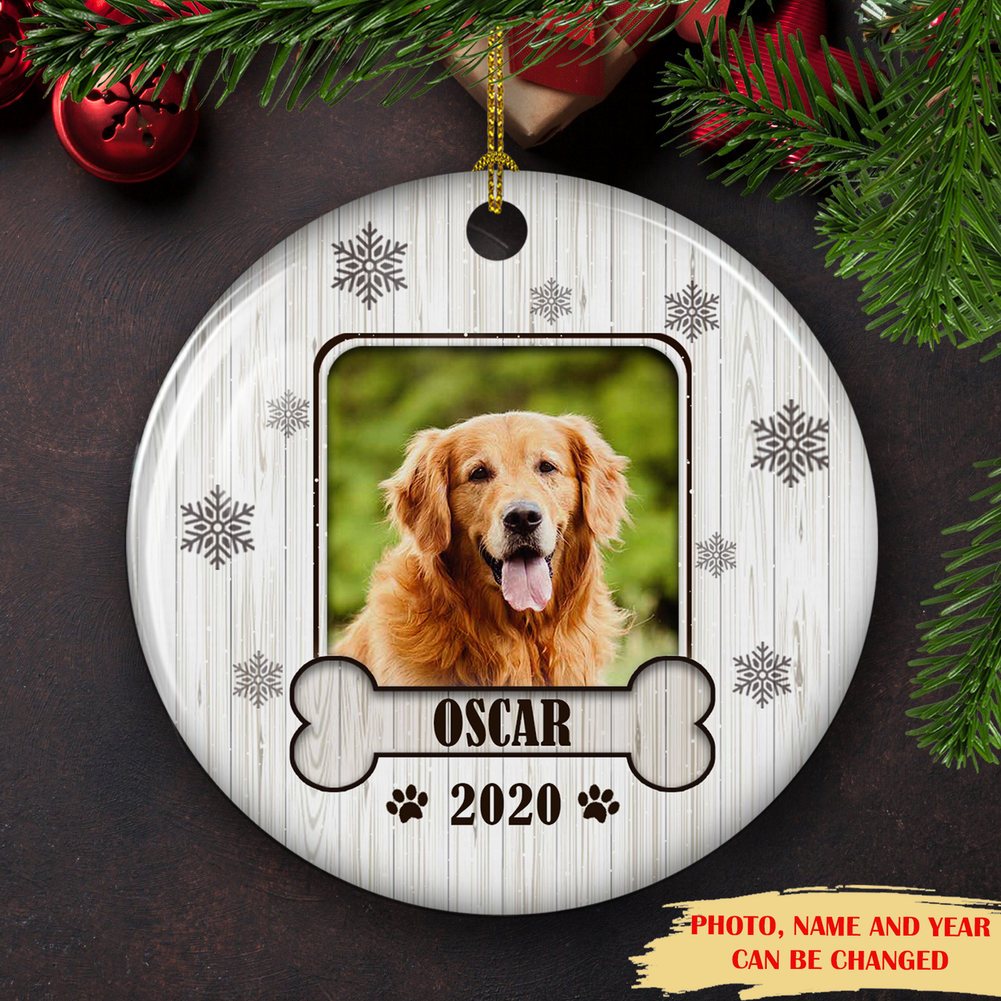 Lovely Pet Photo - Personalized Custom Photo Ceramic Circle Ornament - Pet Ornament