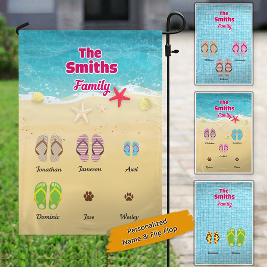 Flip Flop Family Personalized Garden Flag