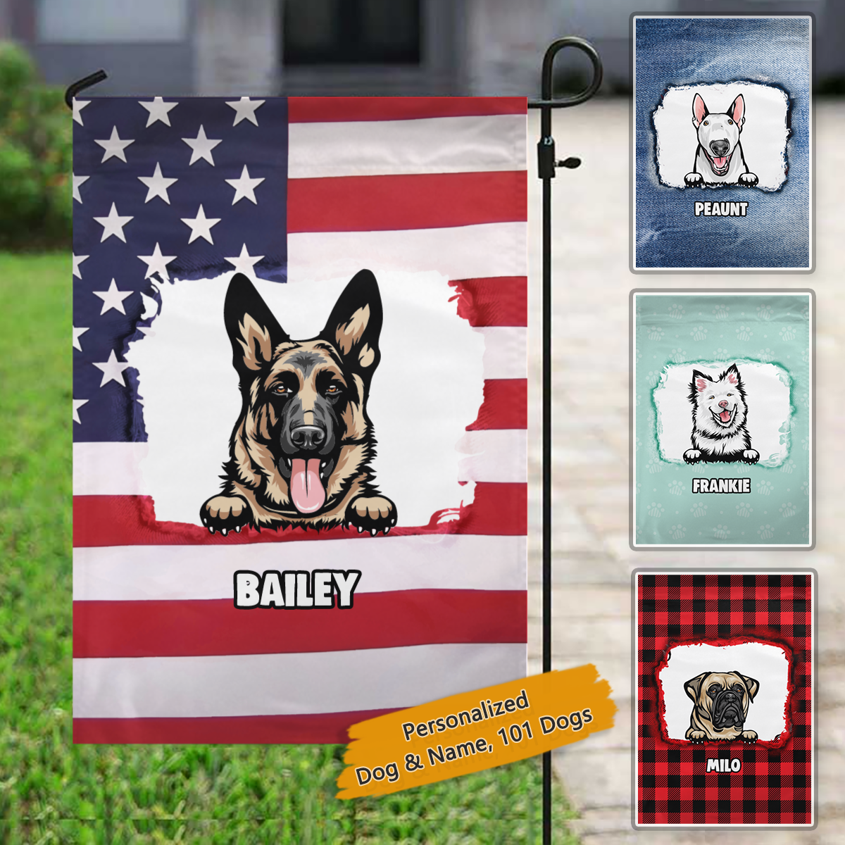 Tearing Peeking Dog Personalized Dog Decorative Garden Flags