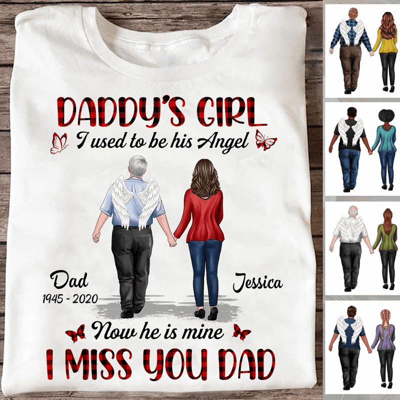 Daddy's Girl Dear Dad &amp; Girl Walking メモリアル パーソナライズシャツ