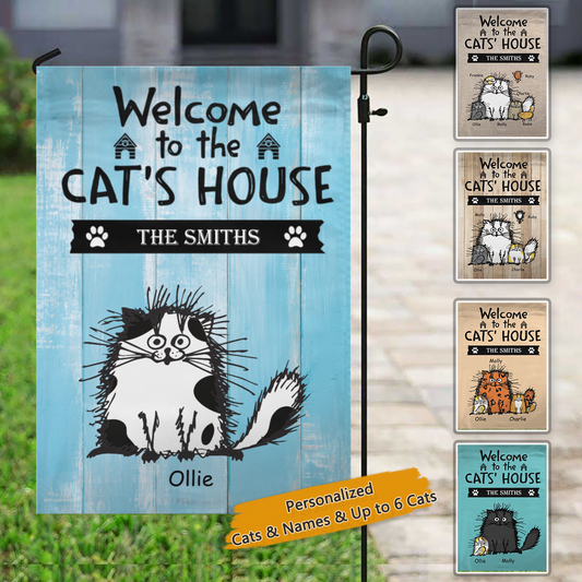 Welcome To The Cats‘ House Funny Personalized Cat Decorative Garden Flags