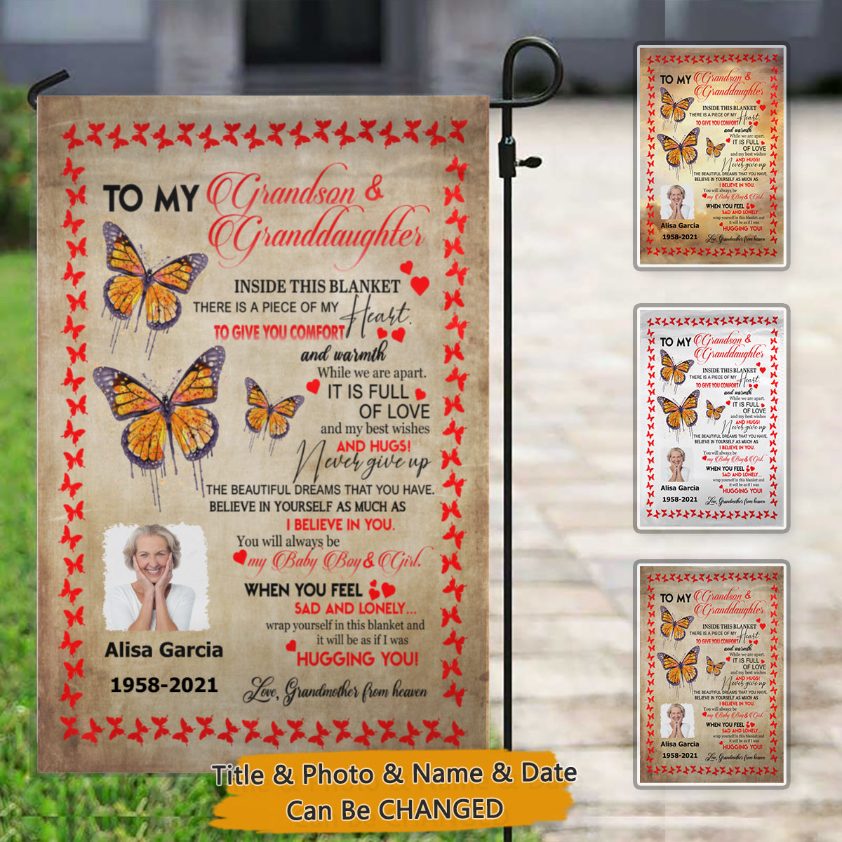 A Piece Of My Heart From Heaven Customized Memorial Garden Flag For Family With Your Own Photo