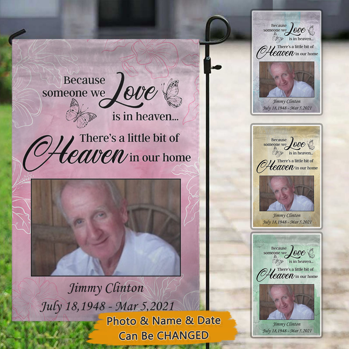 Someone In Heaven Butterfly Memorial Photo Garden Flag