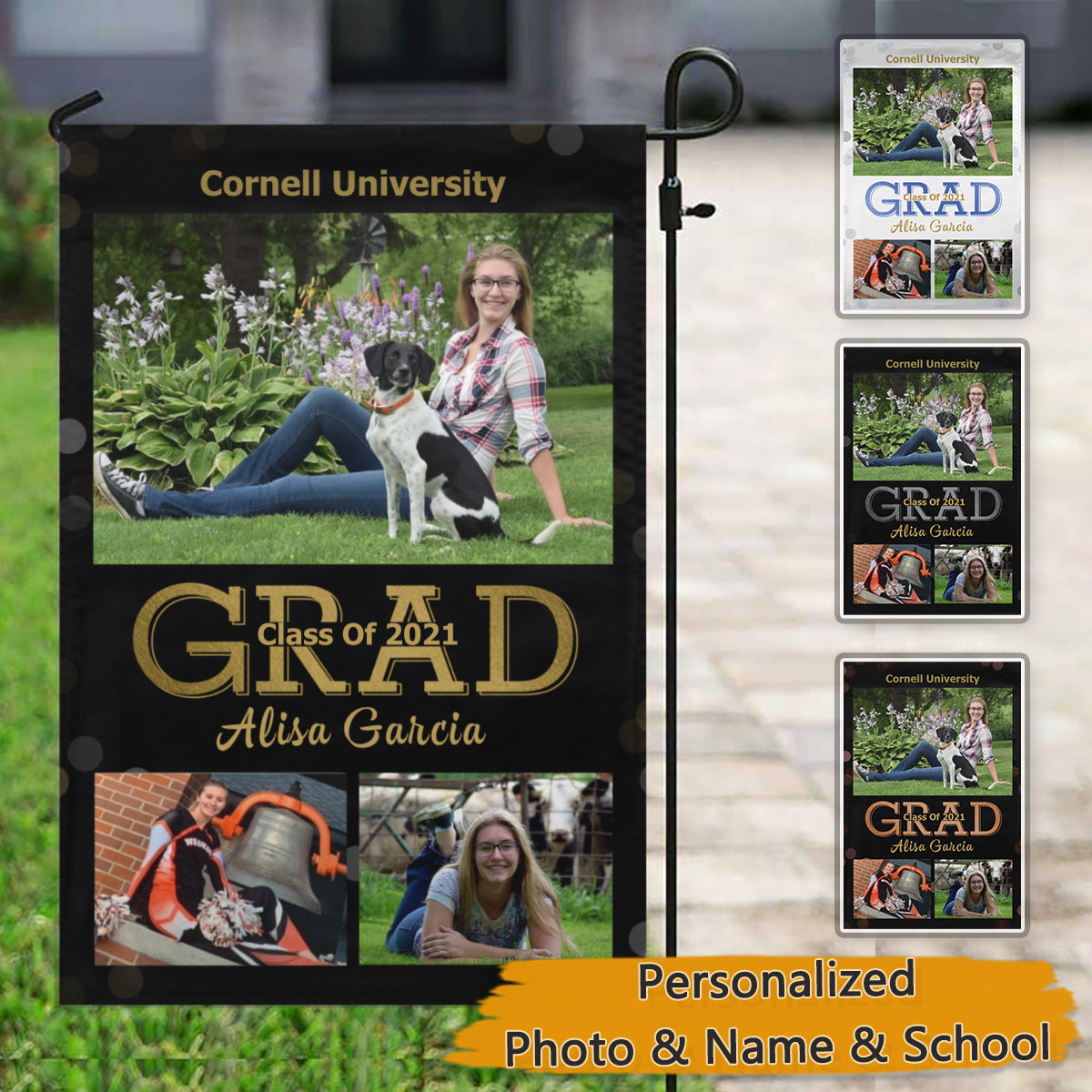 Bokeh Collage Graduation Garden & House Flag