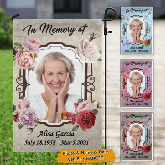 In Memory Mom garden flags, grandma loss memorial flags, loss garden flags, graveyard decorations, In memory mama, cemetery photo flag