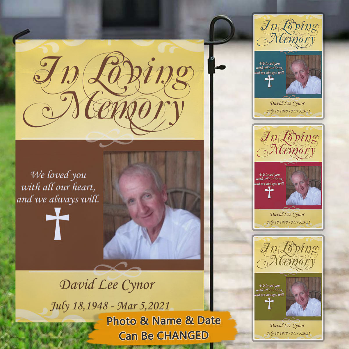 Personalized In Loving Memory Photo Memorial Flag