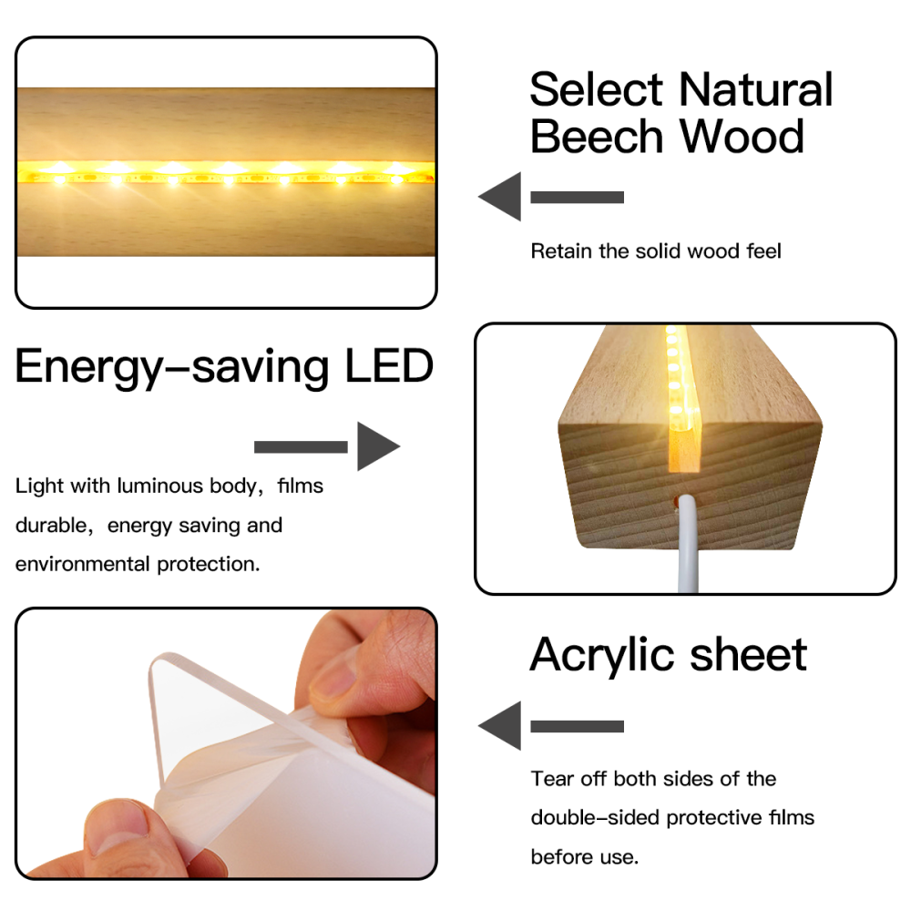 Caro Papà Ottimo Lavoro Siamo Fantastici Grazie Giovane - Regalo per il Padre - Placca acrilica rettangolare personalizzata Luce notturna a LED