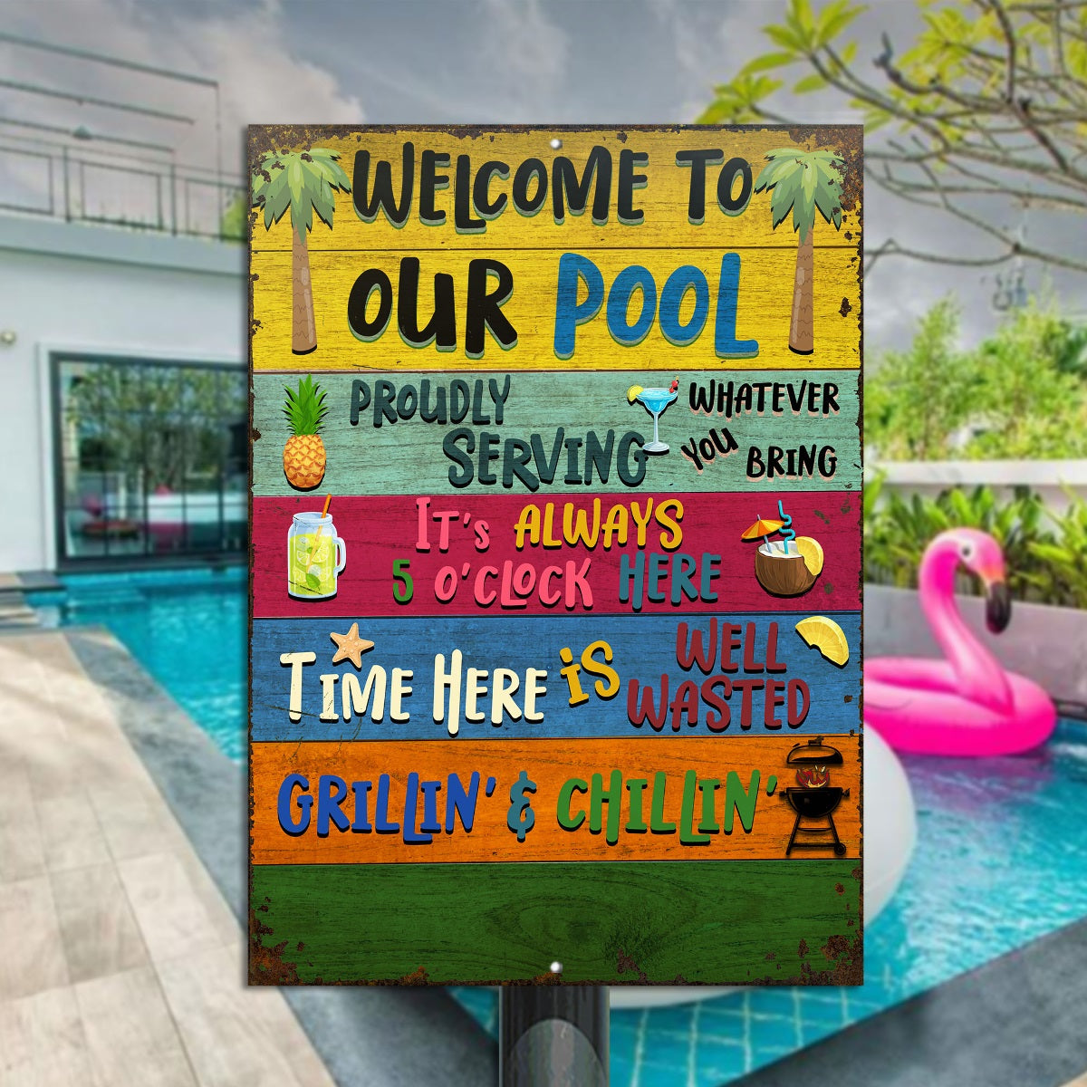 Personalized Swimming Welcome To Our Pool Customized Classic Metal Signs