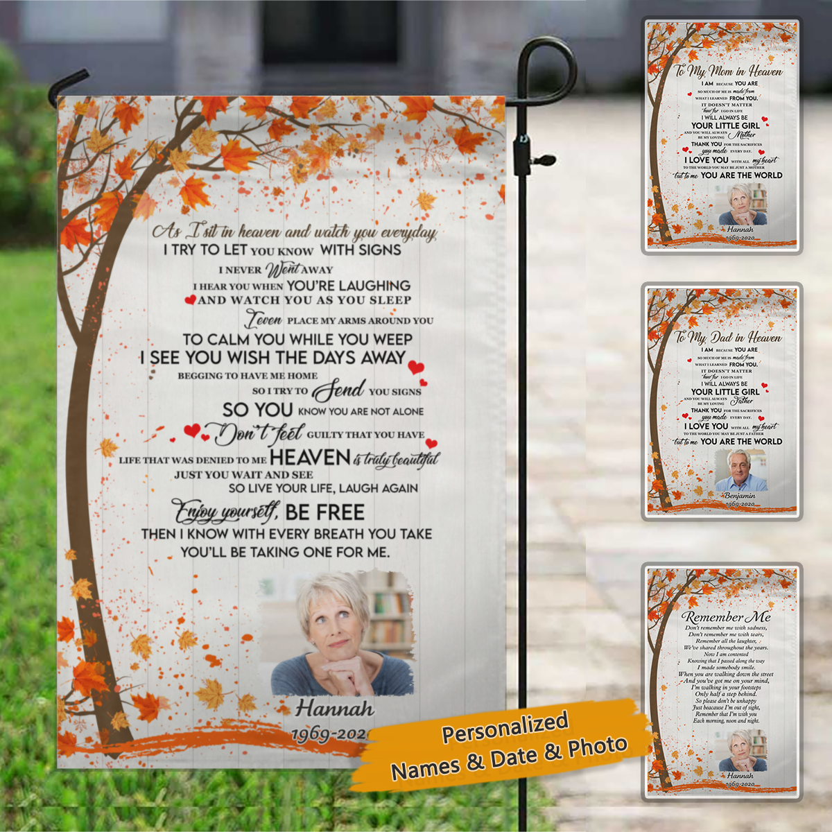 Maple tree Personalized Memorial Flag With Your Own Photo