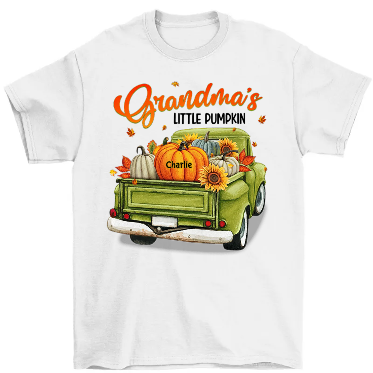 Fall Season Green Truck Grandma Personalized Shirt