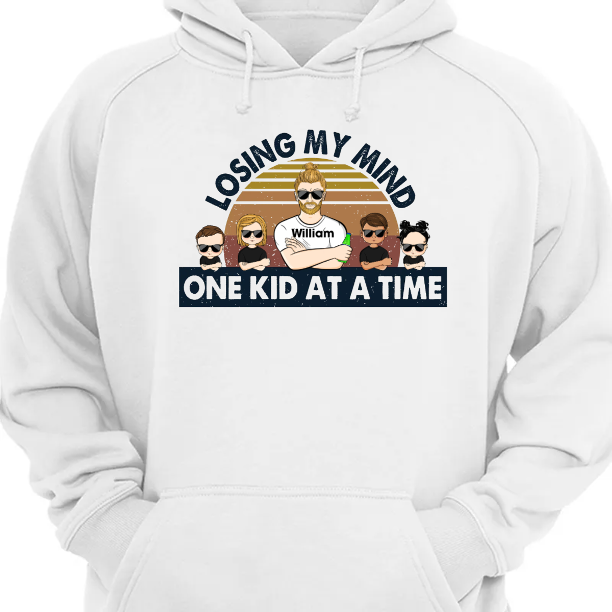 Dear Dad Losing My Mind One Kid At A Time - Father Gift - Personalized Custom Hoodie Sweatshirt