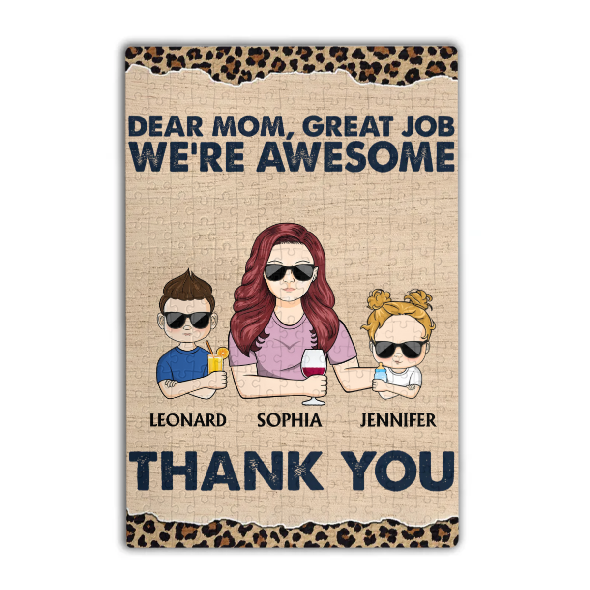 Dear Mom Mum Mam Great Job We're Awesome Thank You Young - 母へのギフト - パーソナライズされたカスタム垂直パズル