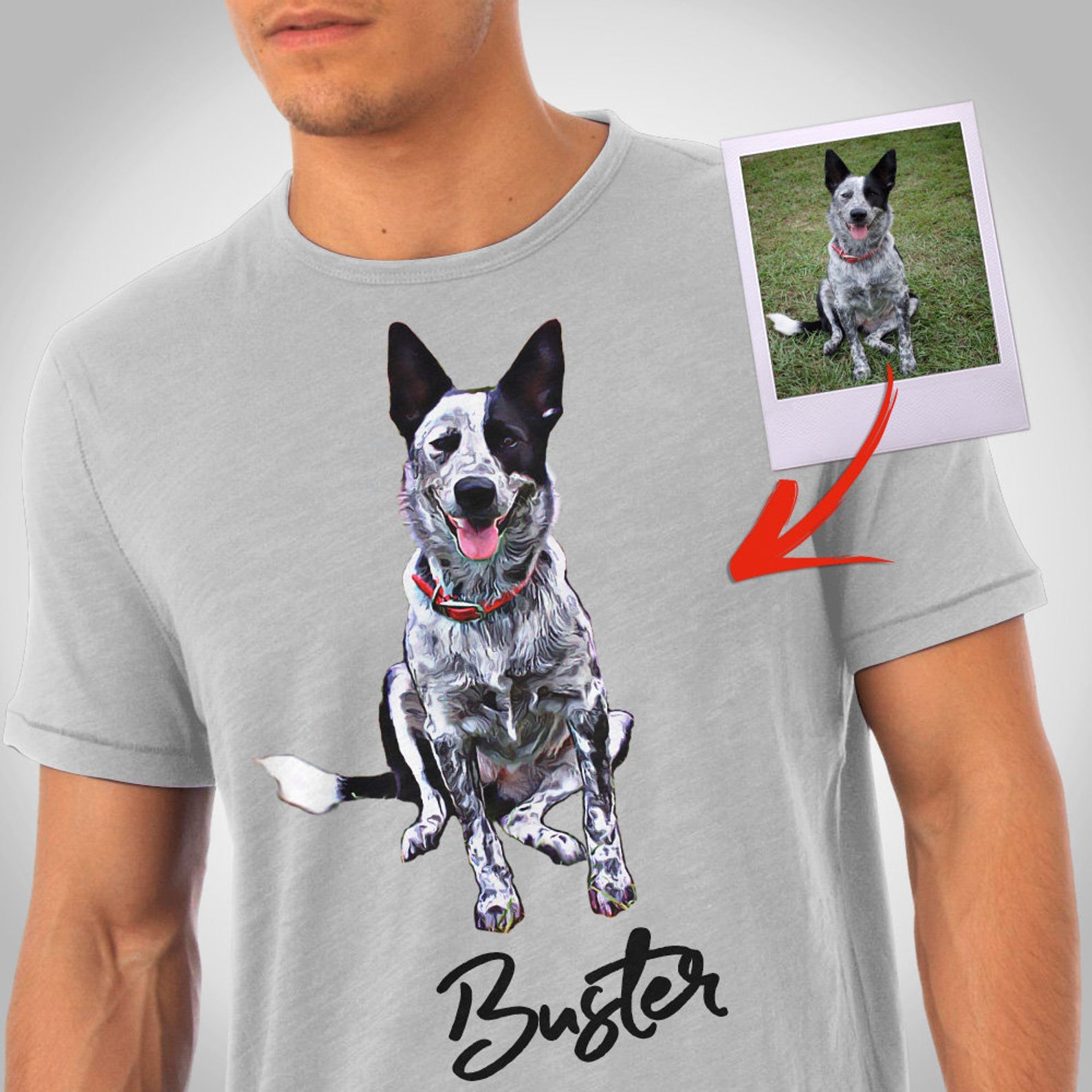 カスタム犬の写真からイラスト入りのユニセックス T シャツ、パーソナライズされた名前と写真の T シャツ