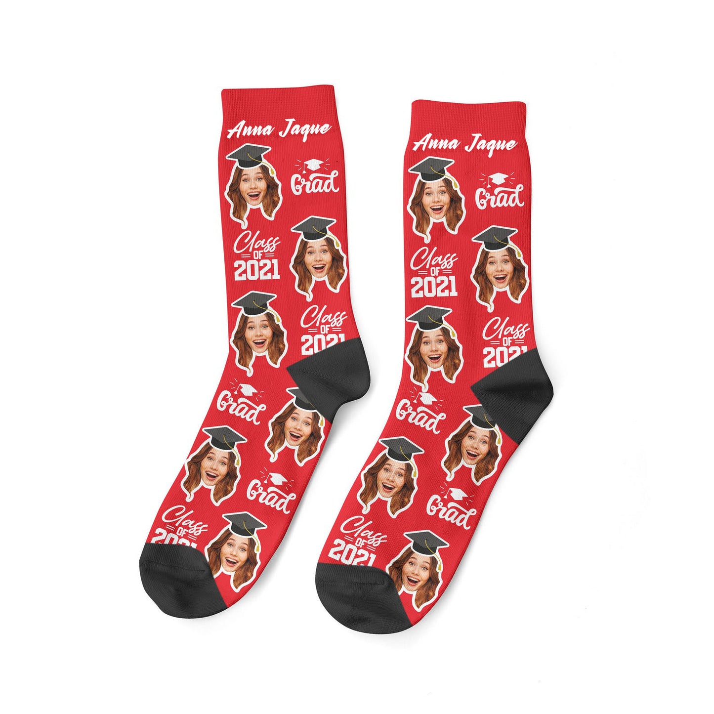 Custom Graduation Face Socks, Personalized Name & Photo Socks