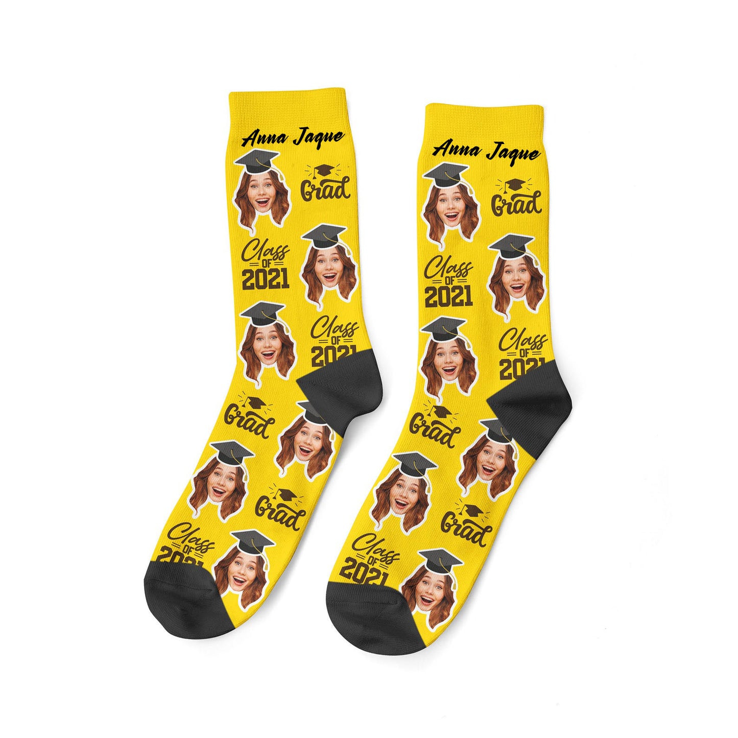 Custom Graduation Face Socks, Personalized Name & Photo Socks