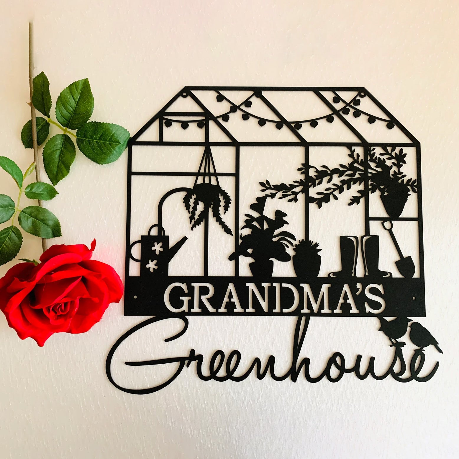 Personalized Greenhouse Name Sign Custom Garden Grandmas Plaque Metal Wall Art