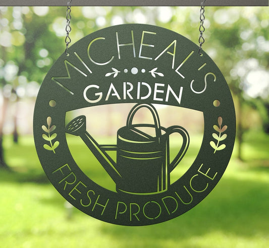 Custom Metal Garden Sign, Fresh Produce Hanging Sign