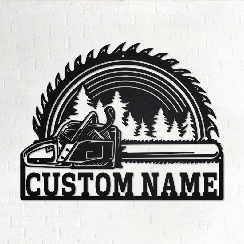 Custom Chainsaw Wood Metal Wall Art, Personalized Woodworker Name Sign Decoration For Room, Woodworker Home Decor, Custom Woodworker