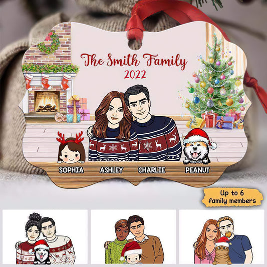 Family Couple Kids Dog Cat Personalized Christmas Ornament