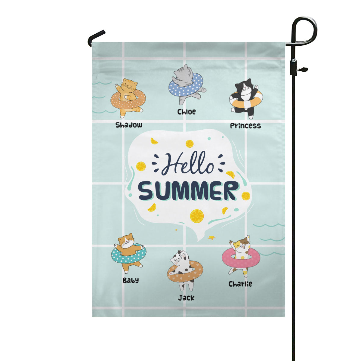 Hello Summer Cute Cats Personalized Cat Decorative Garden Flags