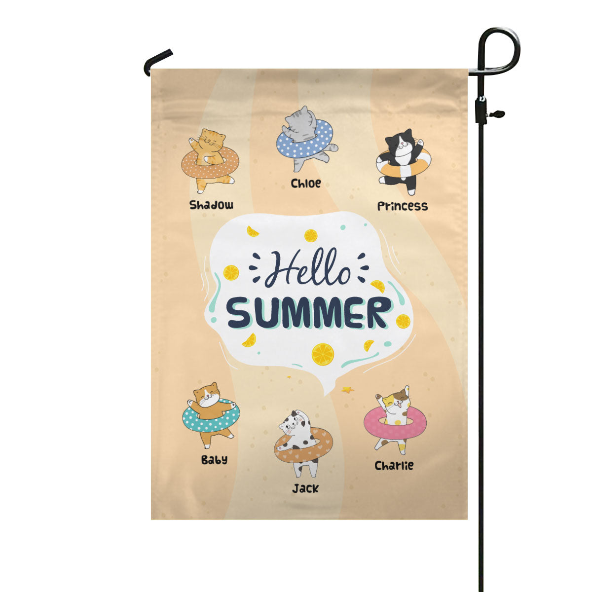 Hello Summer Cute Cats Personalized Cat Decorative Garden Flags