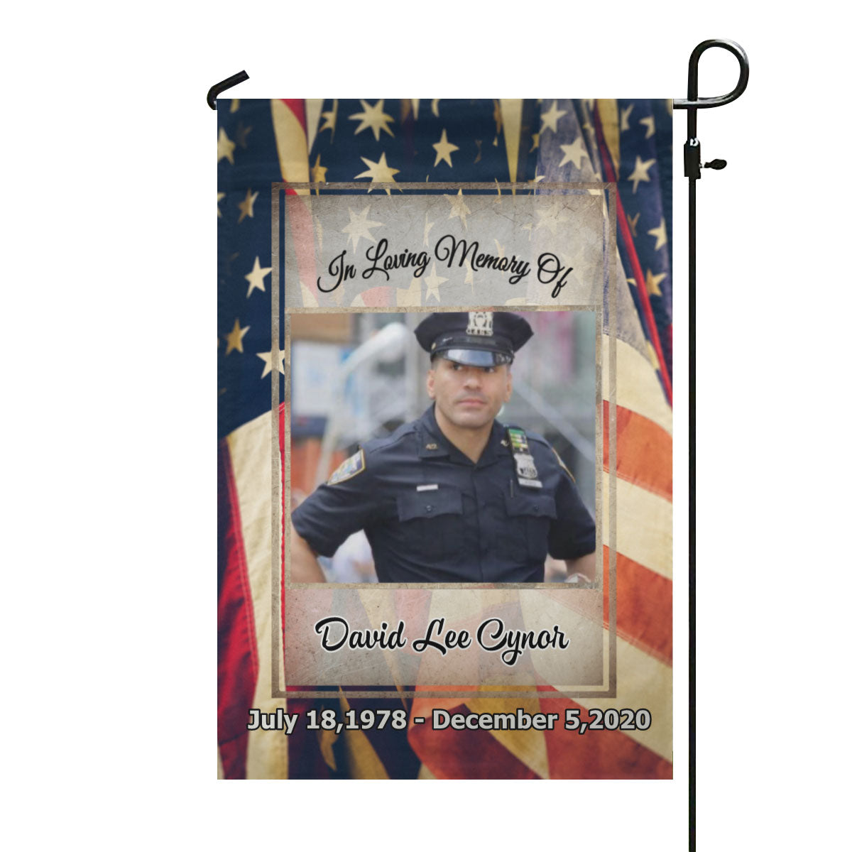 In Loving Memory – Patriotic Flag, Personalized Photo Memorial Garden Flag