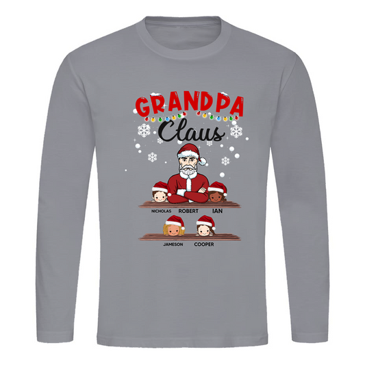 Dad Grandpa Claus And Kids Personalized Long Sleeve Shirt