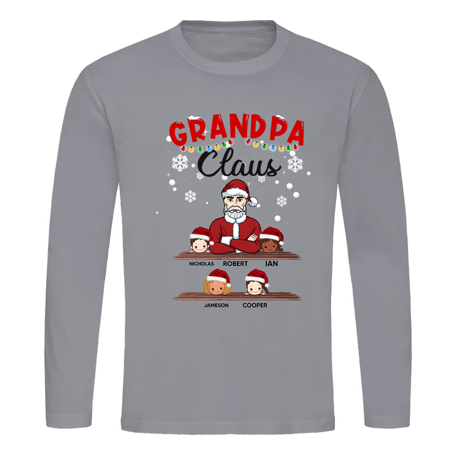 Dad Grandpa Claus And Kids Personalized Long Sleeve Shirt