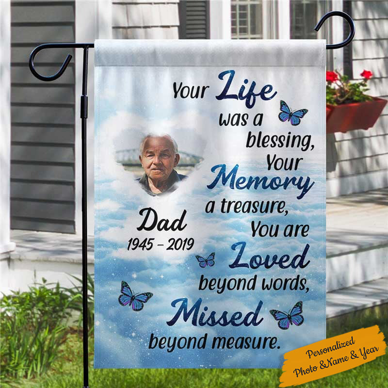 Your Life Was A Blessing Memorial Personalized Garden Flag