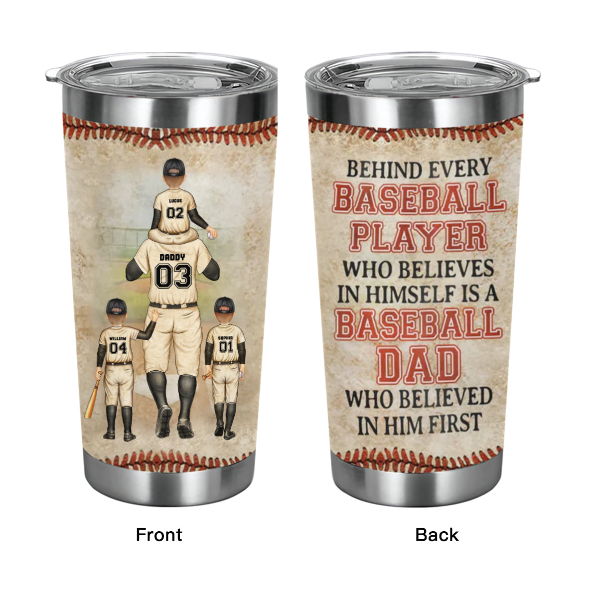 Baseball Dad Behind Every Baseball Player - Father Gift - Personalized Custom Tumbler