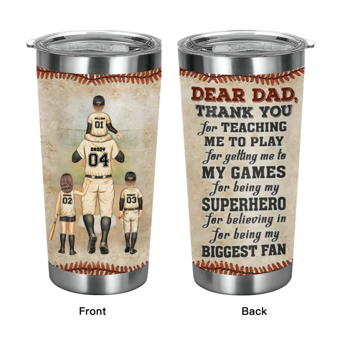 Baseball Dear Dad Thank You For Teaching Me - Gift For Father - Personalized Custom Tumbler
