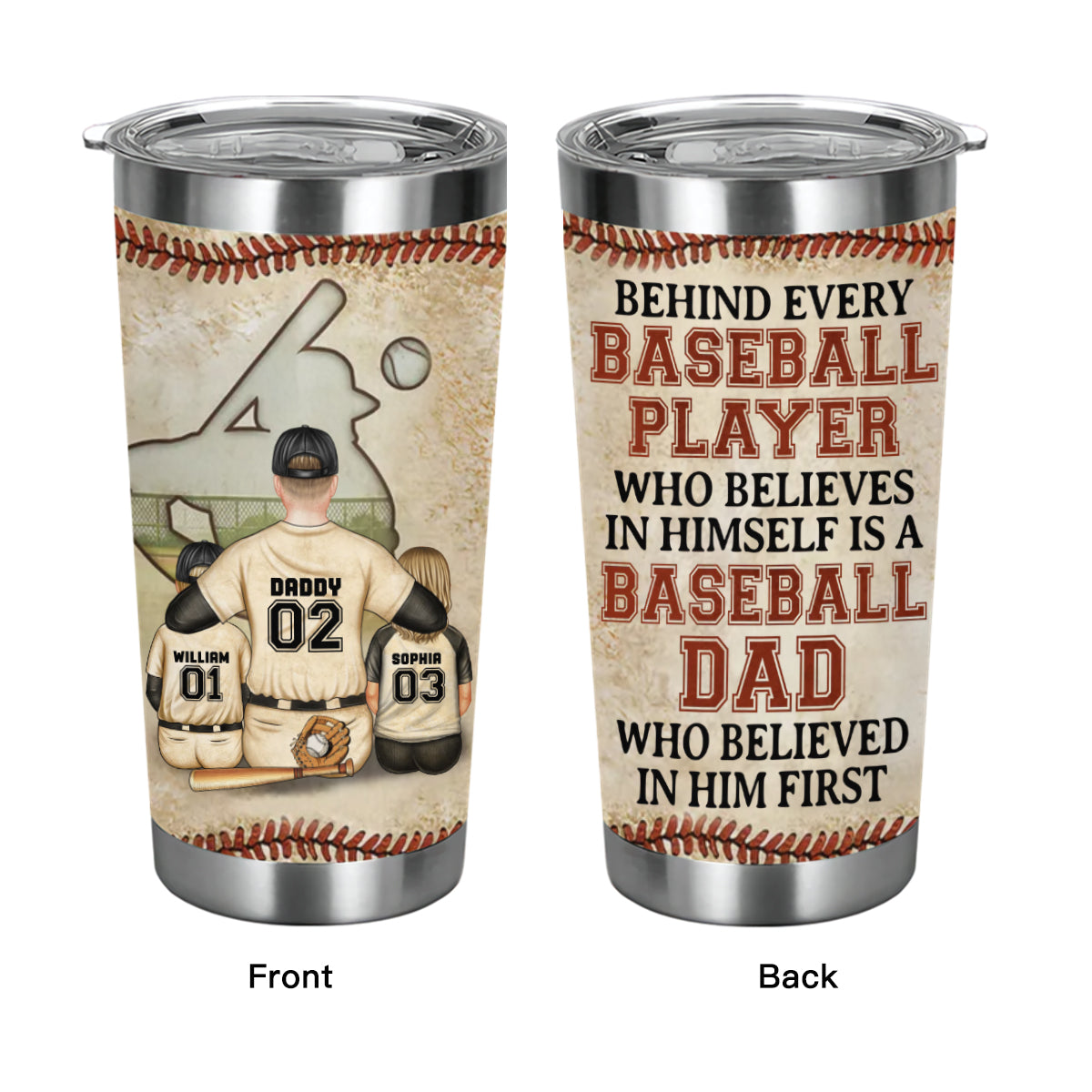 Baseball Dad Behind Every Baseball Player - Gift For Father, Grandpa - Personalized Custom Tumbler