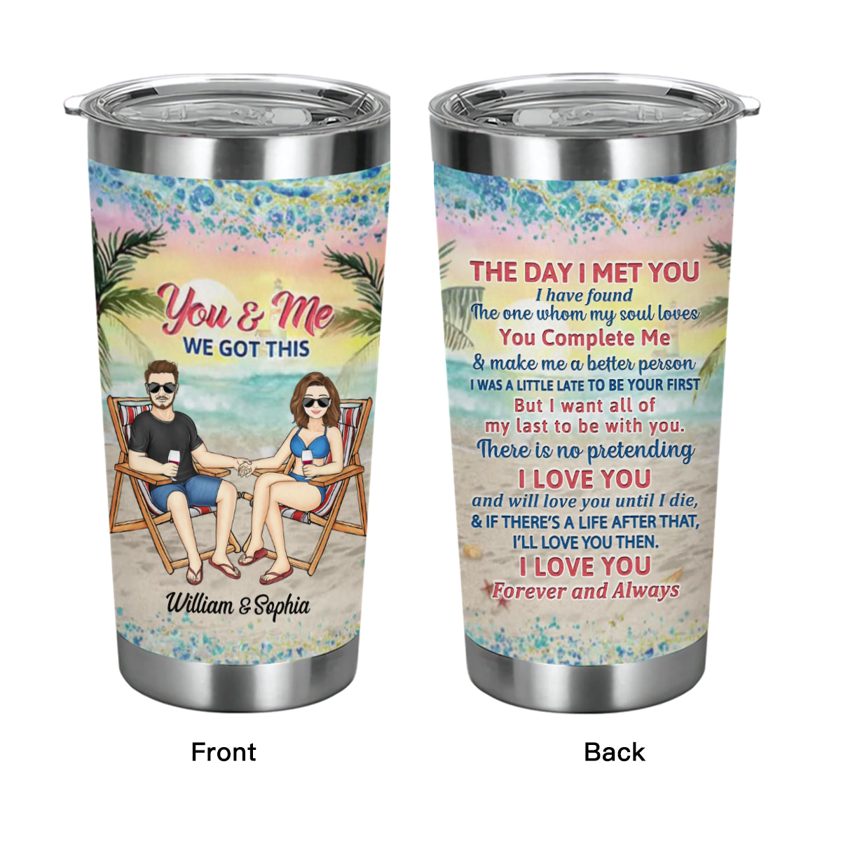 Beach Couple The Day I Met You - Couple Gift - Personalized Custom Tumbler