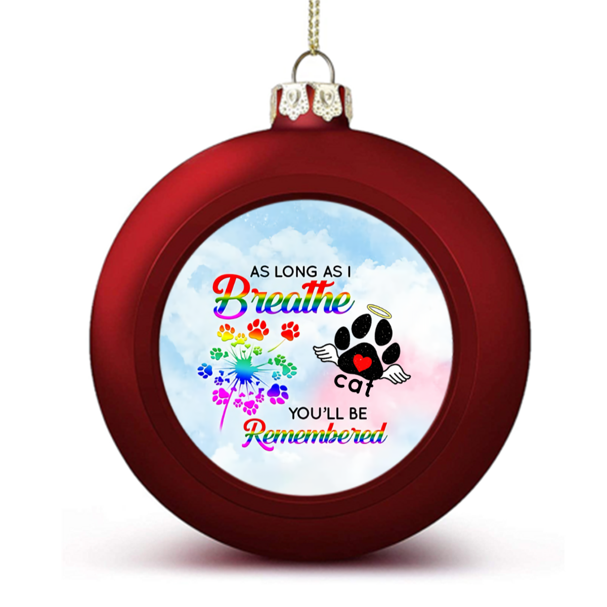 Black Paw Dog Cat Memorial Ball Ornaments