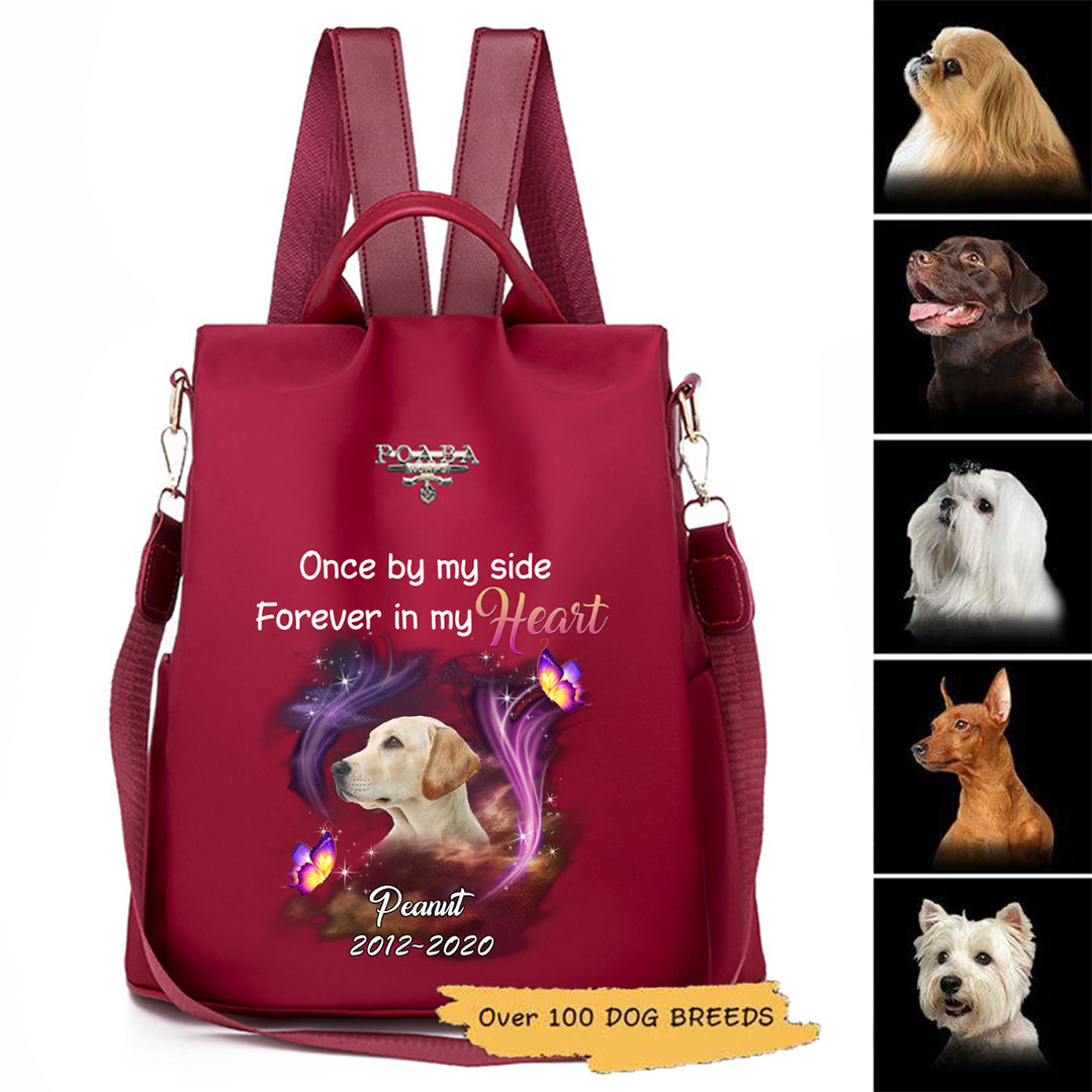 Once By My Side Personalized Dog Memorial Backpack