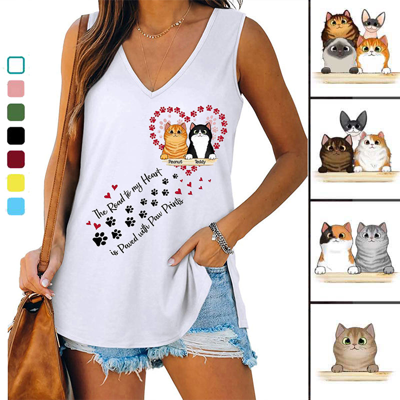 Road To My Heart Fluffy Cats Personalized Women Tank Top